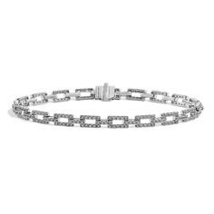 Nerissa 2 ct. Diamond Link Bracelet (7 in) | Shane Co. Platinum Diamond Bracelet With Pave Setting, Platinum Tennis Bracelet With Pave Setting For Formal Occasions, Formal Platinum Tennis Bracelet With Pave Setting, Formal Platinum Pave Setting Tennis Bracelet, Diamond Link Bracelet With Jubilee Design, Classic Platinum Bracelets With Pave Setting, Anniversary Diamond Bracelet With Rectangular Links, Platinum Tennis Bracelet With Pave Setting, Diamond Bracelets With Rectangular Links For Anniversary