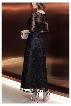 10% off now! Shop black lace ankle length hoco party dress with 3/4 sleeves online. Sheprom offers formal, party, casual & more style dresses to fit your special occasions. Hoco Party, Black Dress Outfits, Ankle Length Dress, Skirt Style, Formal Party, Style Dresses, Lace Patterns, Skirt Fashion, Ankle Length