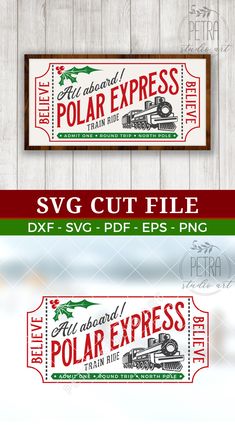 two christmas labels with the words polar express and an image of a train on them