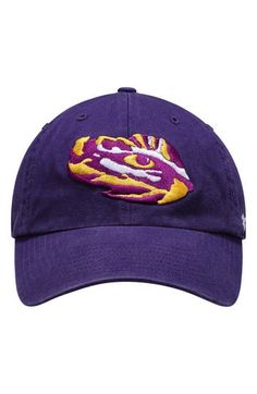 You can't attend an LSU Tigers game without wearing a ball cap. Your ardent pride will be fully displayed when you show up sporting this Team Clean Up adjustable hat from '47. With crisp LSU Tigers graphics and recognizable team colors, everyone will know you're rooting for the best team! Material: 100% Cotton Low crown Unstructured relaxed fit Curved bill Adjustable fabric strap with snap buckle Embroidered graphics with raised details One size fits most Six panel construction with eyelets Surf Collegiate Hats With Logo Patch For Game Day, Adjustable Baseball Cap With Team Logo For Sports Fans, Collegiate Adjustable Dad Hat With Curved Visor, Fan Gear Dad Hat With Embroidered Logo, Dad Cap With Embroidered Logo For Fan Gear, Dad Hat With Embroidered Logo For Fan Gear, Adjustable Sports Fan Baseball Cap With Team Logo, Embroidered Logo Dad Hat For Fan Gear, Adjustable Dad Hat With Curved Brim For Sports Fans