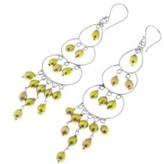 925 Sterling Silver Playful Lime Green Cultured Freshwater Pearls Chandelier Earrings, 3"    Earring Color:  Lime Green Earring Length:  90mmx20mm (4"x7/8") excl. wires Earring Material:  Fresh water pearl Earring Weight:  ~4.5 grams/ea Hook Material:  925 sterling silver Hook Type:  French wires Green Earring, Pearl Chandelier Earrings, Pearl Chandelier, Pearl Earring, Fresh Water Pearl, French Wire, Paypal Payment, Freshwater Cultured Pearls, Green Earrings