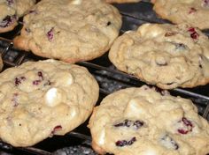 chocolate chip cookies cooling on an oven rack