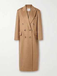 A timeless, tailored coat will never date, making Max Mara's 'Fungo' style a worthy investment. Crafted in Italy from soft camel hair, it has a sharp, double-breasted profile with angular peak lapels and padded shoulders. The full satin lining ensures smooth layering, while the buttons along the hem allow you to create a back vent. Camel Hair Coat, Max Mara Coat, Tailored Coat, Black Tweed, Clothes Collection, Sport Pants, Max Mara, Long Coat, Floral Maxi Dress