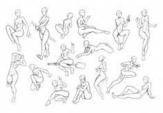 a drawing of various poses and body shapes