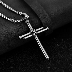 Mens Nail Cross Pendant Necklace Christian Jewelry Stainless Steel Chain 24" | eBay Chain With Cross Men, Silver Chain With Cross Men, Streetwear Jewelry With Cross Pendant Chain, Mens Cross Necklace Silver, Silver Cross Necklace For Streetwear, Stainless Steel Cross Necklace For Streetwear, Silver Cross Pendant For Men, Chain With Cross, Nail Cross