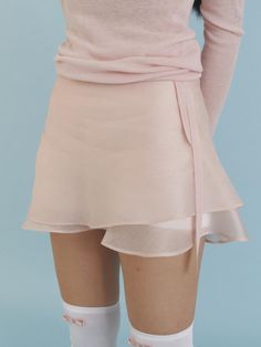 Love Ribbon Sheer Layered Wrap Skirt Ballet Clothes Aesthetic, Ballet Skirt Outfit, Ballet Inspired Outfit, Ballet Core Outfits, Creative Skirt, Workout Skirts, Short Flowy Skirt, Wrap Skirt Outfit, Sheer Layering