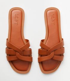 003553_4 1/2_34261576 Leather Sandles Ladies, Tan Slide Sandals, Leather Slides Women, Women’s Sandals, Comfortable Sandals For Women, Brown Slides, Socks Sandals, Comfy Slides, Sandals Design