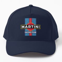 a hat with the name martini on it and an image of a racing team