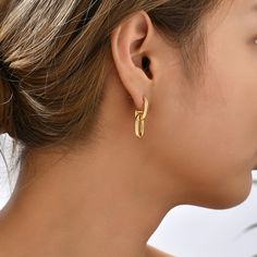 New Fashion Link Chain Dangle Earrings for Women Vintage Small Gold Color Metal Piercing Ear Rings Metal Piercing, Stud Fashion, Ear Rings, Trendy Earrings, Chain Earrings, Women Vintage, Piercing Jewelry, Vintage Charms, Earrings For Women