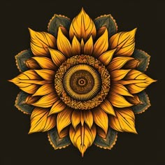 Sunflower Splendor - Illuminate with Nature's Beauty Sunflower Mandala Tattoo, Tatuaje Cover Up, Botanical Tattoos, Gothic Tattoos, Sunflower Artwork, Sunflower Mandala, Garden Fence Art, Fall Clip Art, Purple Flowers Wallpaper