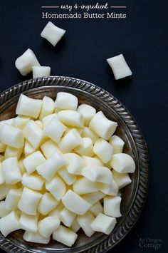 chopped butter cubes in a metal bowl on a black surface with text overlay