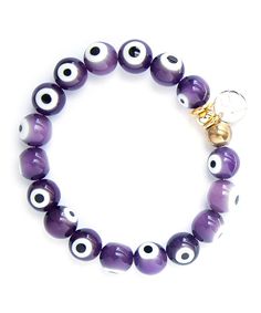 B Purple Evil Eye Bracelet 1 Purple Evil Eye, Crystal Cluster Earrings, Beads Ring, Glass Evil Eye, Evil Eye Beads, Wrist Wrap, Elegant Styles, Amethyst Color, Eye Beads