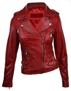 Women Designer Style 100% Lamb Leather Biker Motorcycle Jacket sold by Bishoo on Storenvy Short Leather Jacket, Retro Jacket, Biker Jackets, Real Leather Jacket, Genuine Leather Jackets, Leather Motorcycle Jacket, Biker Style, Red Rock, Leather Jackets Women