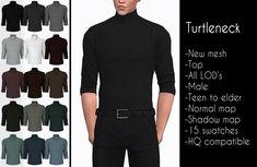 an image of mens turtle neck top and pants for the male character in the video game