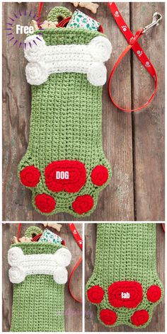 the crocheted dog stocking is ready to be sewn