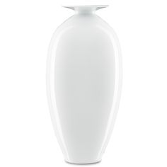 a large white vase sitting on top of a table