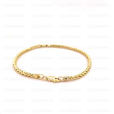 "14K Yellow Gold Diamond Cut Wheat Bracelet, 7.5\" Inch, 2.7mm Thick, Real Gold Bracelet, Wheat Chain Bracelet, Hollow Gold, Women Bracelet High quality, elegant and shiny Round Wheat Chain Bracelet. Crafted from guaranteed 100% 14K Gold.  Width: 2.7 MM    Length: 7.5\"    Weight : 2.52 Gram Closure: Lobster Claw Metal: 14K Yellow Gold Hollow Gold Bracelet SHIPPED FROM NEW YORK CITY FREE SHIPPING on all orders 30 Day Return Hassle Free Weight is approximate and may not be always exactly as stated  At GoldMania we are first of all committed to environmental responsibility. We guarantee that the silver, platinum, palladium and gold we use are strictly ecofriendly and of the highest quality. Thank you GOLDMANIA" Classic Link Bracelets With Diamond Cut, Fine Jewelry Round Box Chain Bracelets, Yellow Gold Link Bracelet With Wheat Chain, Yellow Gold Bracelets With Wheat Chain As A Gift, Gold Wheat Chain Bracelets As Gift, Classic 14k Gold Bracelet With Wheat Chain, 14k Gold Wheat Chain Bracelet Gift, Elegant Gold Bracelet With Wheat Chain As A Gift, Classic Formal Bracelet With Wheat Chain