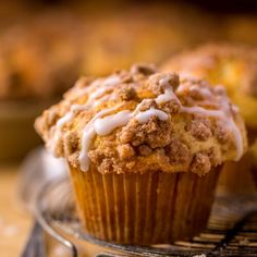 a muffin sitting on top of a cooling rack