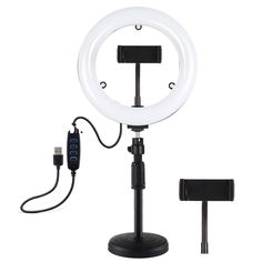 the ring light is plugged into an external charger