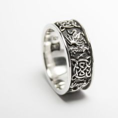 Celtic Inspired Silver Wedding Bands — Dana Arts Hallmarked Sterling Silver Band, Wedding Sterling Silver Engraved Ring With Oxidized Finish, White Gold Sterling Silver Snake Ring For Wedding, Sterling Silver Engraved Ring With Decorative Band For Promise, Sterling Silver White Gold Jewelry With Decorative Band, Sterling Silver Jewelry With White Gold Decorative Band, Sterling Silver Jewelry With Decorative Band In White Gold, Sterling Silver Decorative Band, Norse Wedding