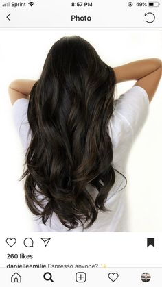 One Tone Dark Brown Hair, Jet Black Balayage Hair, Cool Dark Hair Color, Midnight Brown Hair, Dark Brown Highlights On Black Hair Indian, Dark Chocolate Highlights On Black Hair, Black Hair Balayage Indian, Dark Chocolate Brown Hair Espresso, Solid Dark Brown Hair