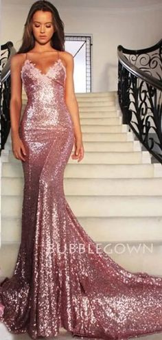 Sexy Sequin Long Mermaid Sparkly Pink Long Evening Prom Dresses, Cheap – Bubble Gown Sweep Train Prom Dress, Prom Dresses 2018, Prom Dresses 2017, Spaghetti Strap Prom Dress, Custom Prom Dress, Sequin Prom Dress, Sequin Prom Dresses, Backless Prom Dresses, Pink Prom Dresses