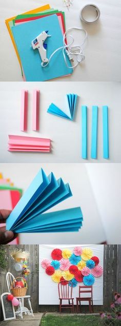 the process of making paper flowers is shown