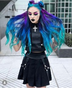 Blue And Purple Hair, Hair Color Pastel, Beautiful Hair Color