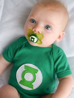 Hey, I found this really awesome Etsy listing at http://www.etsy.com/listing/130411965/baby-green-lantern-on-a-green-mam Mam Pacifier, Fall Baby Pictures, Nerd Baby, Baby Green, Baby Brother, Green Lantern