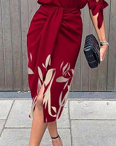 Women's Print Leaf Midi Dress sold by bobgllok on Storenvy Red Stretch Floral Print Dress, Spring Stretch Burgundy Dress, Red Casual Midi Dress For Evening, Burgundy Stretch Dress For Spring, Casual Burgundy Midi Dress For Summer, Casual Burgundy Midi Dress For Party, Chic Burgundy Midi Dress For Summer, Casual Burgundy Dress For Party, Comfy Bra