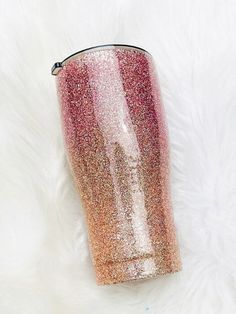 Rose Gold Ombre Glitter Tumbler | Personalized Tumblers Vinyl Chaos Design Co. Rose Gold Tumbler, Quote Font, Rose Gold Ombre, Family Decals, Short Quote, Gold Ombre, Monogram Tumbler, Food Safe Epoxy, Ombre Glitter