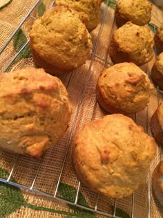 several muffins cooling on a wire rack