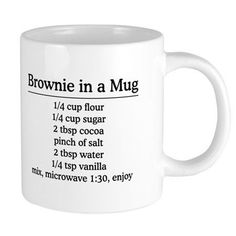 a coffee mug with brownie in a mug instructions on the front and back side