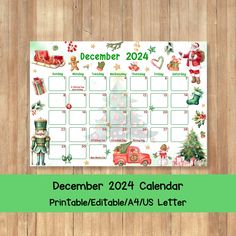 a calendar with christmas decorations on it