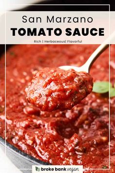 a spoon full of tomato sauce with the title above it