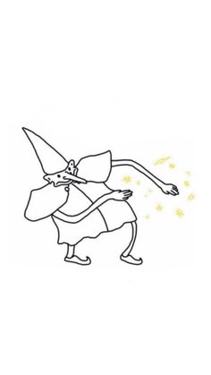 a drawing of a wizard flying through the air