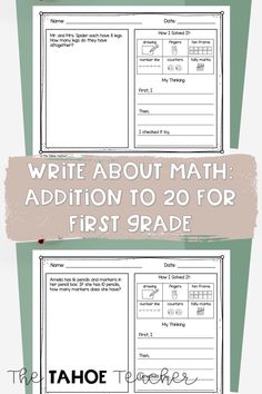 the first grade worksheet for writing about math and addition to 20 for first grade