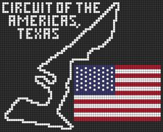 an american flag with the words circuit of the americas in white letters on black background