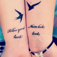 two matching tattoos with words written on them