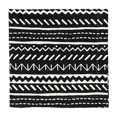 a black and white blanket with lines on it