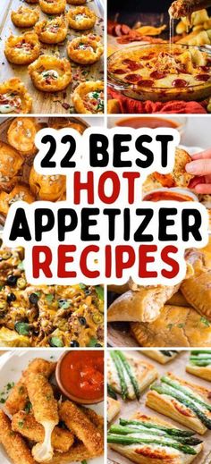 the best hot appetizer recipes for any type of party or special occasion, including pizzas and sandwiches