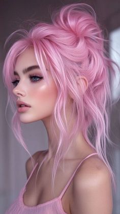 Pink Hair Full Head, Cool Pink Hair Color, Cool Toned Blue Hair, Bubblegum Pink Hair Short, Pink Hair Combos, Pink Hairstyles Black Women, Colored Hair Pink, Cute Haircolor, Hair Color Ideas Pink