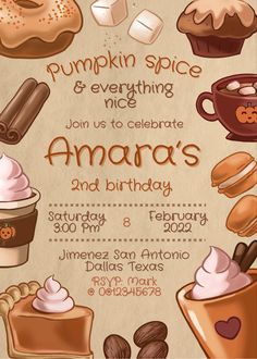 this is an image of a birthday party with pumpkin spice and everything else on it