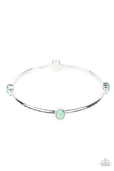 Green oval opal rhinestones embellish a dainty silver bangle, creating an enchanted shimmer around the wrist. Sold as one individual bracelet. Live Text, Mobile Boutique, Green Bracelet, Green Box, Green Oval, Paparazzi Accessories, Silver Bangle, Paparazzi Jewelry, How To Show Love