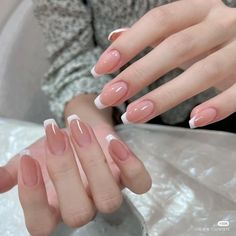 Soft Gel Nails French Tip, Wide French Nails, Blush Nails French Tip, Estetik Nails, Jelly Nail French Tip, Round Square French Tip Nails, French Tip Jelly Nails, French Natural Nails, Nude French Tip Nails