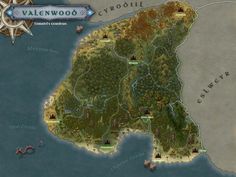 the map of valenwood is shown in this screenshot from an interactive video game