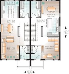 the floor plan for a two story house with three bedroom and an attached living room