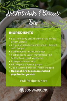 Healthy Artichoke and Broccoli Dip Recipe Non Dairy Cream Cheese, Broccoli Dip, Blue Corn Chips, Vegan Mayonnaise, Blue Corn, Steamed Broccoli