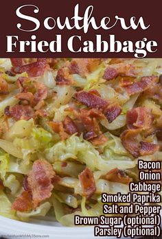 the cover of southern fried cabbage with bacon