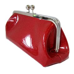 Rockabilly Sparkle Vinyl Clutch  Ruby Red Metal by RetroRedone, $25.00 Funky Bags, Pinup Dress, My Style Bags, Retro Handbags, Red Clutch